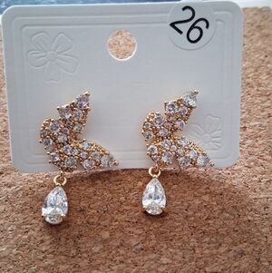 18k Gold Plated Cubic Zirconia Butterfly Earrings